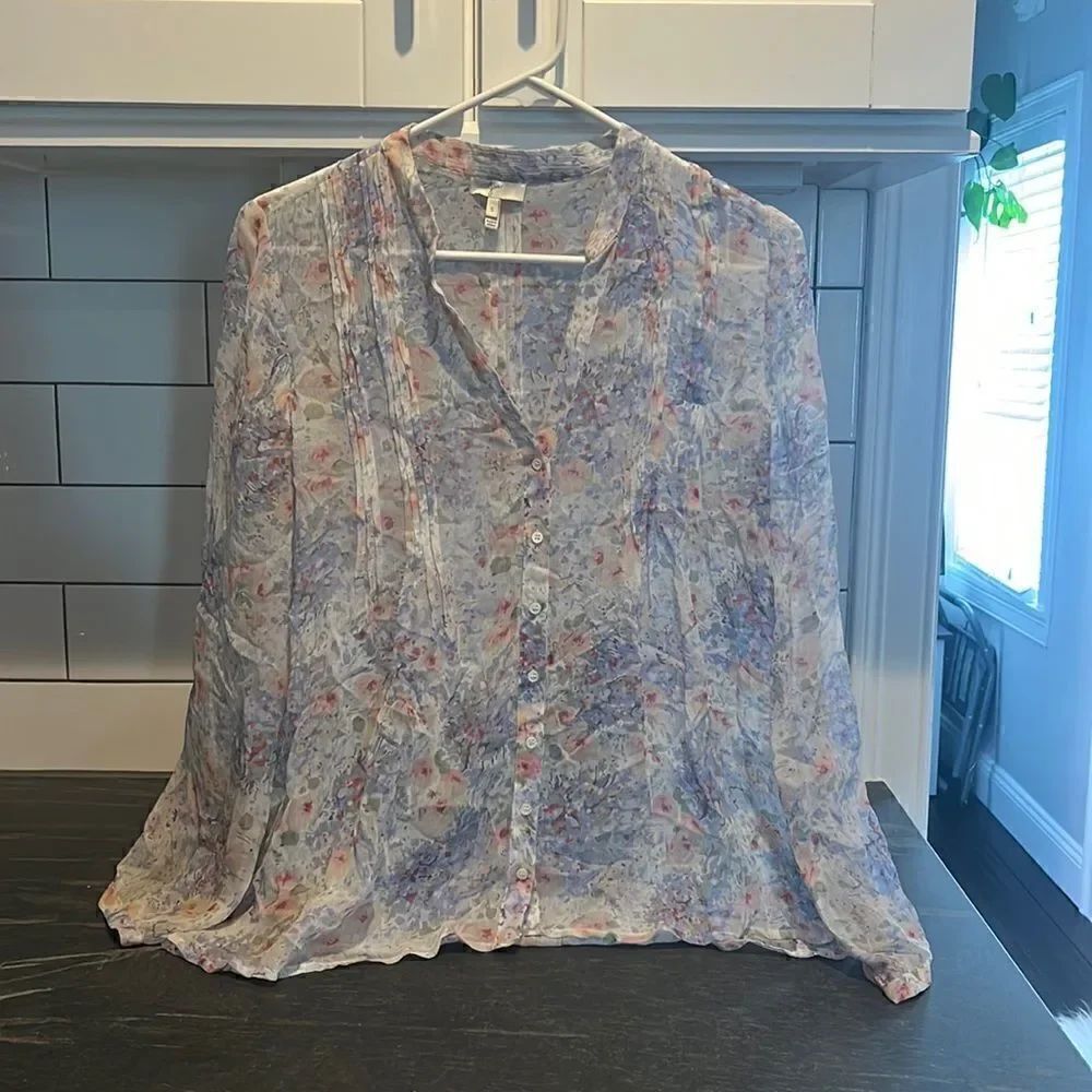 Joie sheer floral blouse